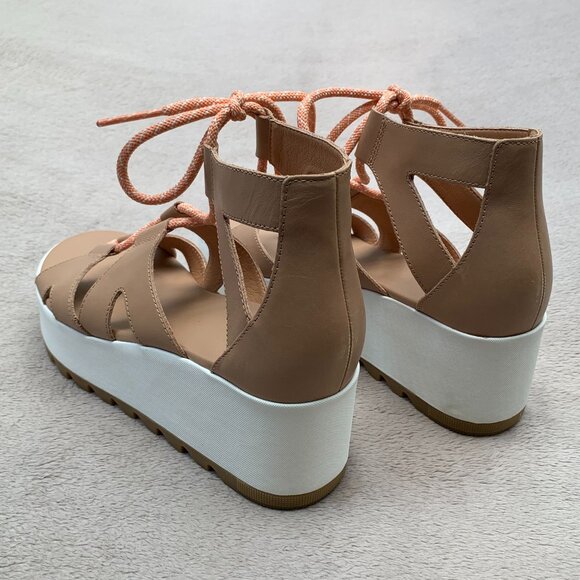 Sorel Cameron Lace Up Leather Platform Wedge Sandals Sz8 - Picture 9 of 16